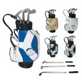 Desktop Golf Bag Holder with Clock & Metal Club Pens